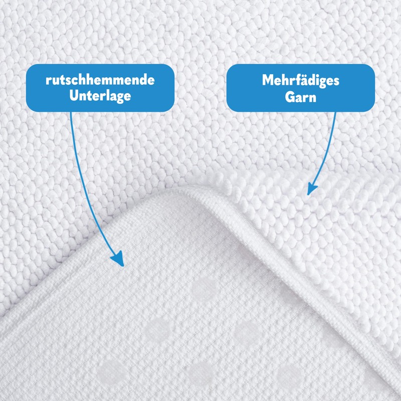 Hammetex 100% Cotton Non-Slip Bath Mat, 43 x 61 cm