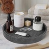 HofferRuffer Faux Leather Round Serving Tray, Vegan Croco Leather Decorative