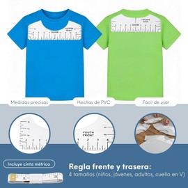 Timotech Set 9 Piezas Regla para Camisetas y Guía de Alineación, Kit de Herramientas de PVC Flexible para Centrado de Vinilo y Prensa de Calor en Playeras Cuello Redondo y V, Incluye Cinta Métrica