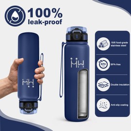 Borraccia 1L, Borraccia Termica con Cannuccia, Senza BPA, a Prova di Perdite, Riutilizzabile, Bottiglia Acqua in Acciaio Inox, per Outdoor, Yoga, Viaggi, Palestra