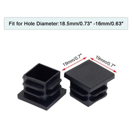 Suiwotin 24Pack 19mm (3/4 Inch) Square Plastic Plugs, End Caps for Square Tubing/Black
