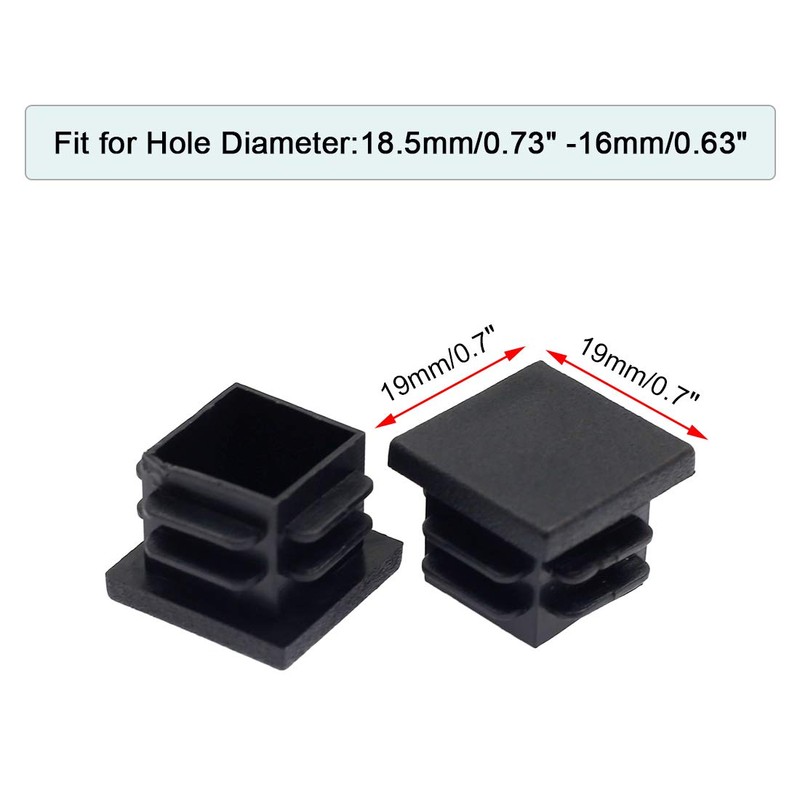 Suiwotin 24Pack 19mm (3/4 Inch) Square Plastic Plugs, End Caps