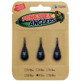 TUNGSTEN4ANGLERS Tungsten 4 Anglers – 97% Pure Tungsten Tear Drop Shot Weight Perfect Your Finesse Fishing | 1/8oz. to 1/2oz. with Round/QD/Fastach | 3-8 Packs/Bag (1/2 oz. QD 3pc.), Silver/ Black
