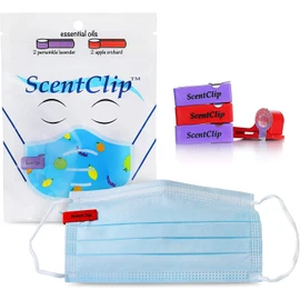 ScentClip Scented Personal Aromatherapy Device for Face Mask. Hypoallergenic + Non-Toxic Scent Comes from Essential Oils. Fits Comfortably on Most Face Masks. (Apple + Lavender, 1 Pack of 4)