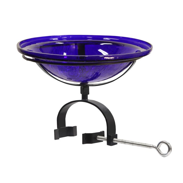 Achla Designs 12" Cobalt Crackle Glass Birdbath with Over Rail
