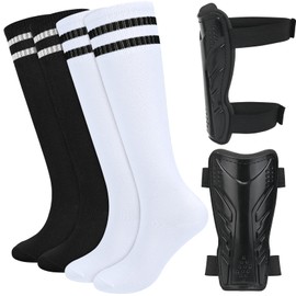 KOOOGEAR Kids Soccer Shin Guards with Long Football Socks Protective Soccer Shin Pads Sleeves Equipment,Impact Absorption Breathable Lightweight Shin Guards Sleeves for Children Teens 6-12 Years