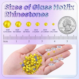 1500Pcs Hotfix Rhinestones for Clothing, Lemon Yellow SS20 Iron On Flatback Glass Gems, Bedazzler Crystals Rhinestones for Crafting Clothes Hats Shoes Fabric Bedazzling Decor Nail Art