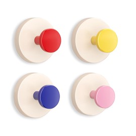 Aartner Pack of 4 Hooks with Suction Cup, Colourful Suction Cup Hooks for Children's Room, No Drilling, Hooks No Drilling, Extra Strong Multi-Purpose Hooks, Wall Hooks, Can Be Used on Bathroom