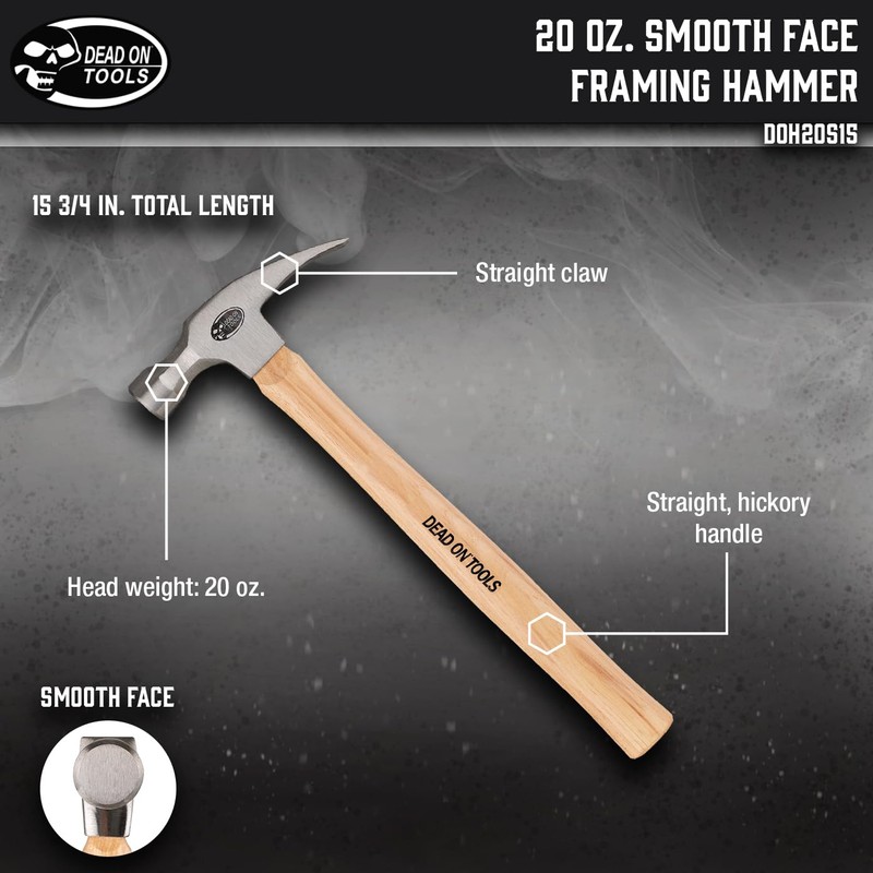 Dead On Tools-20oz Smooth Face Finishing Hammer,(DOH20S15)