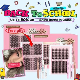 Kisslily Fairy Manga Spikey C Curl Wet Look DIY Lashes Extension Kit and waterproof long lasting lash clusters  8-18 mm| Bond Seal and Remover Eyelash Makeup Eyelashes Cosmetic | Anime Style Eyelashes #TikTokShopBacktoSchool:_Fairy Kit