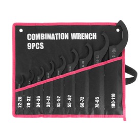 QWORK Universal Spanner Wrench, 9 Pcs 22-110mm Coilover Spanner Wrench Set Motorcycle Shock Wrench with Roll-Up Pouch