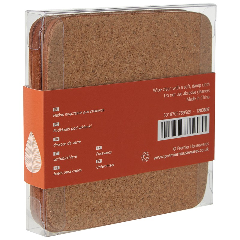 Premier Housewares 1203607 Orange Leaf Coasters - Set of 4,