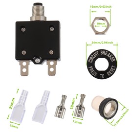 EPLZON 25A Manual Reset Pressure Switch Circuit Breaker 125/250V AC 50V DC Thermal Overload Protection with Quick Connect Terminals and Waterproof Keycaps (Pack of 2)