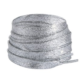 ZHENTOR 3 Pair Flat Glitter Shiny Shoe Laces for Sneakers, Colorful Sequin Shoelaces for Athletic Shoes Boot Strings (silver, 63inch)