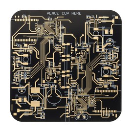 PATIKIL 1pcs Coasters, PCB Coasters Circuit Board Coasters FR-4 Drink Bar Coasters for Drinks Coffee Table Bar Gifts Boy-Friend Men, Black