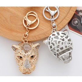 ARFUKA Keyring Rhinestone Cheetah Pendant Keychain Key Holder Men Women Key Chain Wallet Bag Pendant Charms Gift for Birthday Christmas Festival Valentine's Day