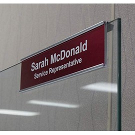 Glass Cubicle NamePlate Holders, 8" x 2," 0.25" depth, Made in the USA! (Silver-Silver, 0.25)