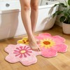 Livcoz Pink Yellow Floral Microfiber Bathroom Rugs 30''x20''