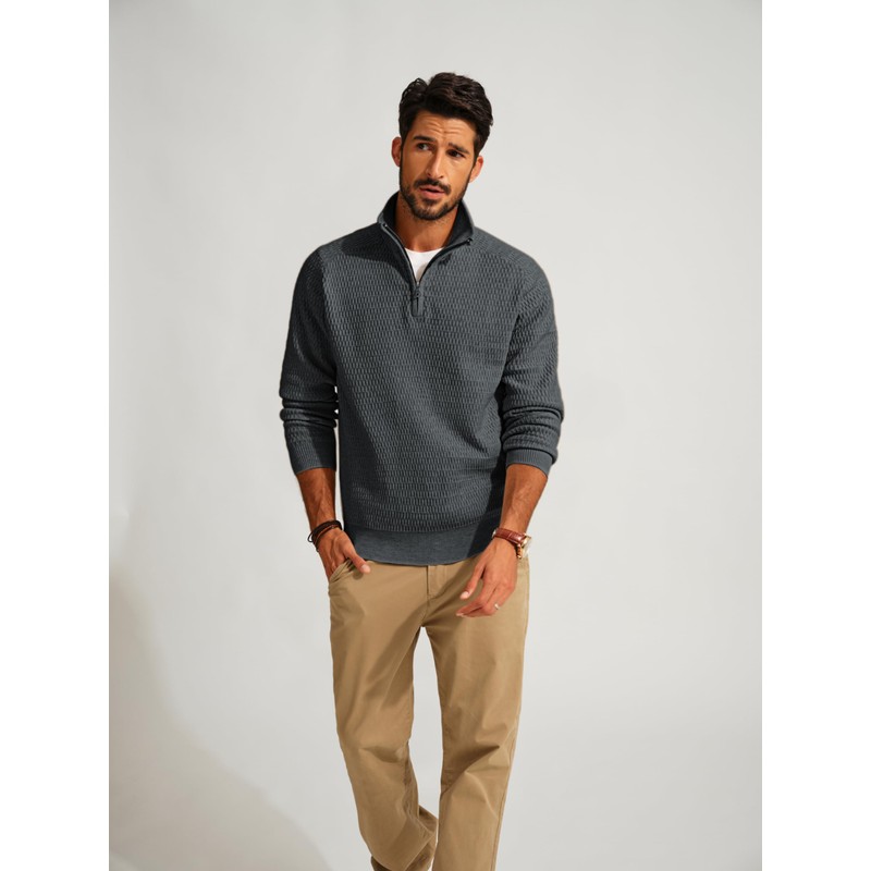 PJ PAUL JONES Men's Troyer Pullover with Zip Work Jumper