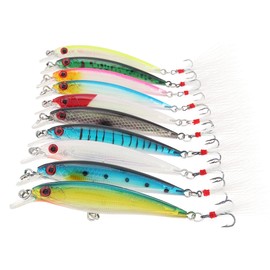 【Happy Shopping Day】 OriGlam 10pcs 3D Artificial Minnow Fishing Lures Baits, Fishing Tackle CrankBait Bass, Hard Bait Swimbait Fishing Lure