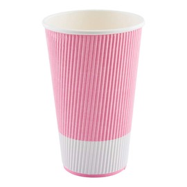 Restaurantware 20 Ounce Ripple Insulated Coffee Cups 250 Double Wall Corrugated Coffee Cups - Lids Sold Separately Secure Grip Light Pink Paper Ribbed Coffee Cups Sustainable Leakproof