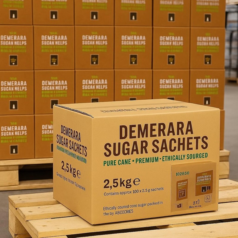 Brown Demerara Sugar Sachets – Individually Wrapped Pure Cane Portions,