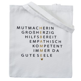 RF&CM Jute Bag - Midwife with Heart | Thank You Gift Midwife | Farewell Gift Midwife | Canvas Bag Printed, White