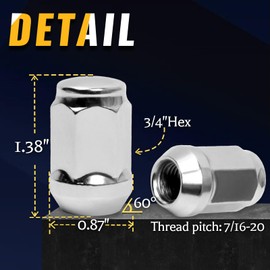 Set of 24, 7/16 Chrome Conical Seat Lug Nuts for Chevy GMC Blazer K10 K5 V1500 7/16