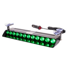 AUXMOTEC Green Led Strobe Flash Light Emergency Warning 12-Led Sucker Dashboard Interior Roof Windshield Dash Safe Caution Hazard Light with Suction Cups for Car Vehicle Boat SUV Firemen Fog DC 12V