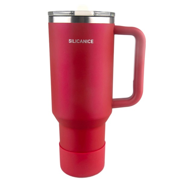 SILICANICE Red Soft Touch Body & Detachable MacStraw,40 Oz Stainless