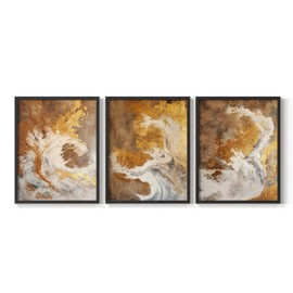 Renditions Gallery Set of 3 Peel & Stick Framed Prints, Illustrations Wall Art, Artistic Greek Traditions Wall Decor, Re-Stickable - Ready to Hang - 11"x14" - Black Frame LT597