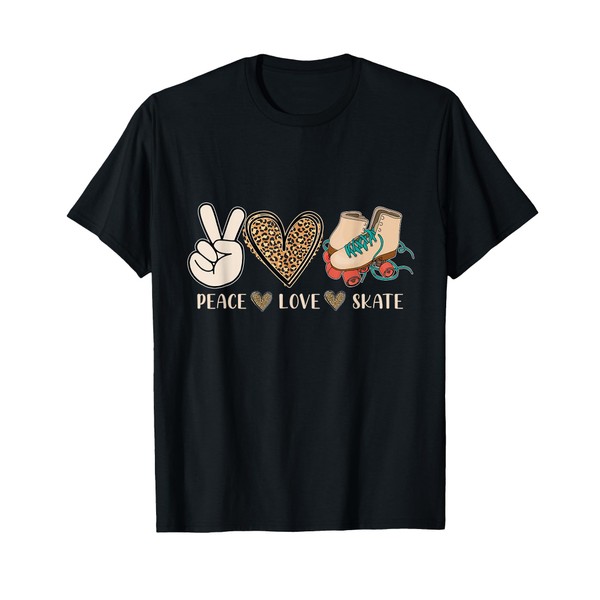 Roller Skating Peace Love Roller Skate for Teen Girls T-Shirt