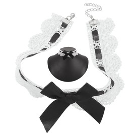 FORUBUS Vintage Lace Bow-Knot Choker Necklace for Women, Pink Choker for Women, Lace Choker for Women, Bow Necklaces for Women-white