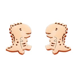 Cute Dinosaur Tiny Stud Earrings for Women Teen Girls Cartilage Stainless Steel Dragon Animal Cartoon Studs Earring Fashion Lovely Jewelry Gifts Birthday (Rose Gold)