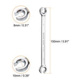 sourcing map Flare Nut Wrench 8mm x 10mm CR-V Nickel Plating Wrench for DIY Automotive Repairs and Household Maintenance