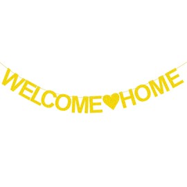 ALLY-MAGIC Welcome Home Decorations, Multicolor Welcome Home Banners Family Party Supplies Baby Shower Ramadan Party Y6-HOMELQ (Gold)
