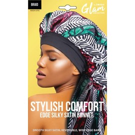 DONNA Stylish Edge Reversible Silky Bonnet, Shower Cap for Women Silk Bonnet for Sleeping Satin Bonnet Braid AZTEC