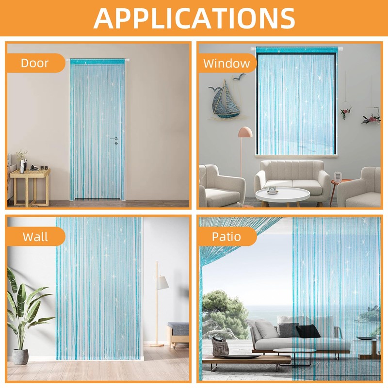 4 Pack String Door Curtains, 100 x 200cm String Curtain
