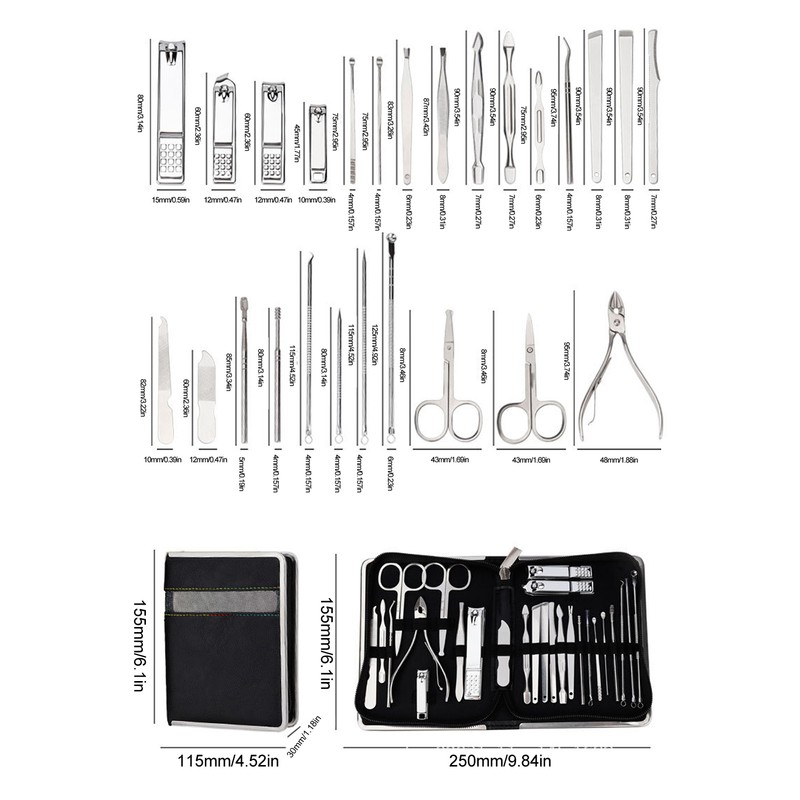 26Pcs Eyebrow Tweezers Manual Stainless Steel Rugged Versatile Lightweight Nail