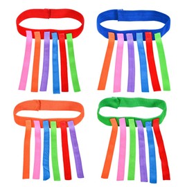 Pull Play Belt Kids Hunting Game Catch Elastic Band with Colourful Band for Children Nursery Outdoor Sports Activity, Pack of 4