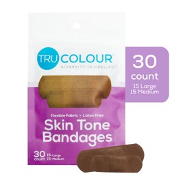 Tru-Colour Skin Tone Bandages Variety Pack - Flexible Fabric Adhesive Strips, Fingertip, Knuckle Bandages - Dark Brown, 2 Pack, 50 Count