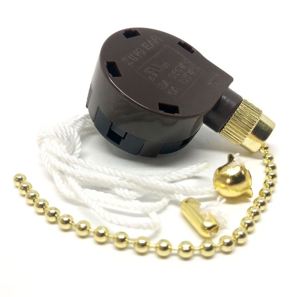 Zing Ear ZE-268S5 4 Speed 4 Way 5 Wire Rotary Speed Control Pull Chain Switch for Ceiling Fans - Brass