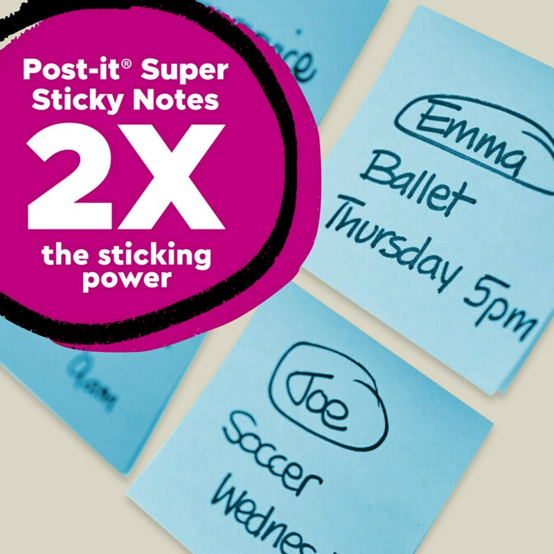 Post-it 100% Recycled Paper Super Sticky Notes, 2X The Sticking