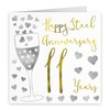 Hunts England - 11th Wedding Anniversary Card - Happy Steel