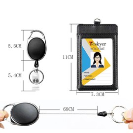 TOUFEIYUAN Pass Case, With Reel, Stretchable, With Reel, PU Leather, Commuter Pass Case, Office Employee Card Holder, Vertical Card Case, Lightweight, Thin, Stylish, Skimming, Commuting To School Or