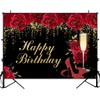 Sensfun 7x5ft Red Floral Birthday Backdrop Magenta Flowers High Heels