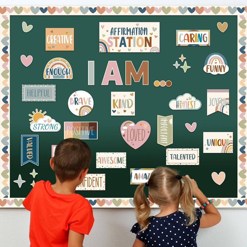 BOHO Affirmation Station Bulletin Board Set Motivational Posters for Classroom