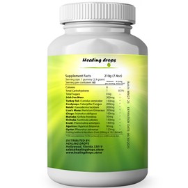 HEALING DROPS Mushroom Gummies Blend of 10 Mushrooms & Sea Moss Gummies – 10 Mushroom Blend & Sea Moss Mushroom Supplements – High Potency Ultra Concentrated Extract (1, Regular (60 Gummies))