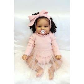 Reborn Real Life Baby Dolls Black Girl 24inch Soft Silicone Realistic Weighted Dark Brown Skin Newborn Reborn Toddler African American Baby Doll Allive Detailed Toys for Children Gifts