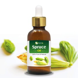 Salvia Spruce Oil (Tsuga Canadensis) Therapeutic Essential Oil with Dropper Amber Bottle 100% Natural Uncut Undiluted Pure Cold Pressed Aromatherapy Premium Oil - 30ML/ 1.1fl oz
